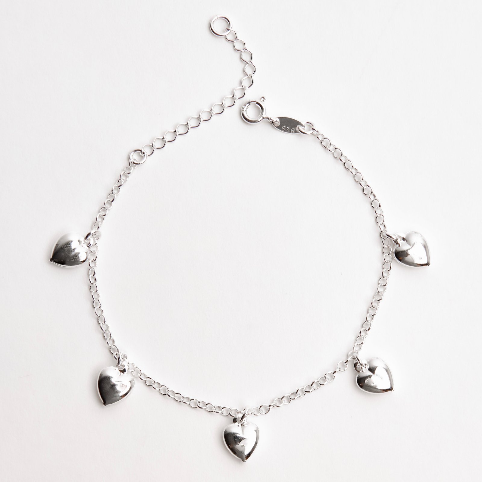 Pulseira pingentes coração 8mm 16+4cm