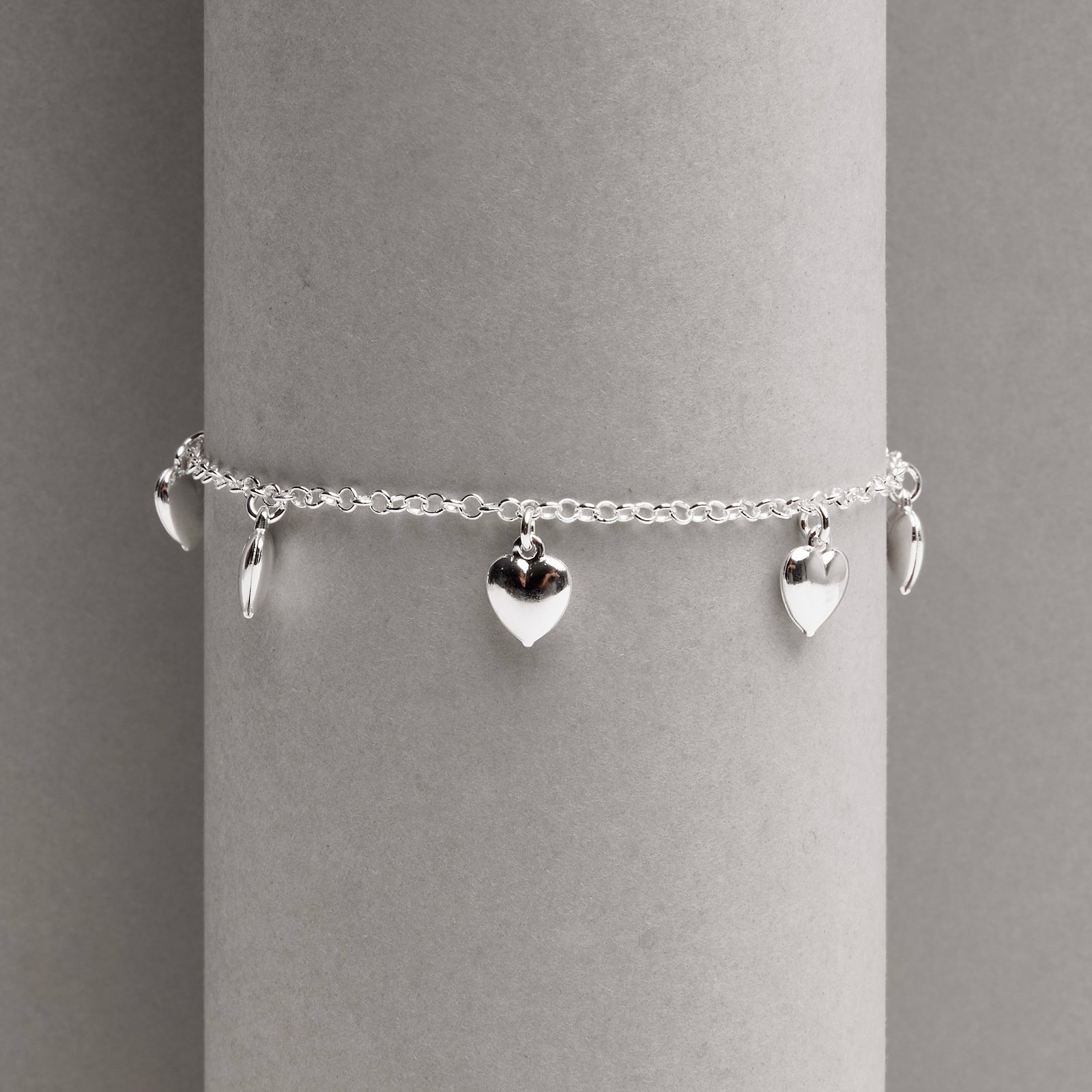 Pulseira pingentes coração 8mm 16+4cm