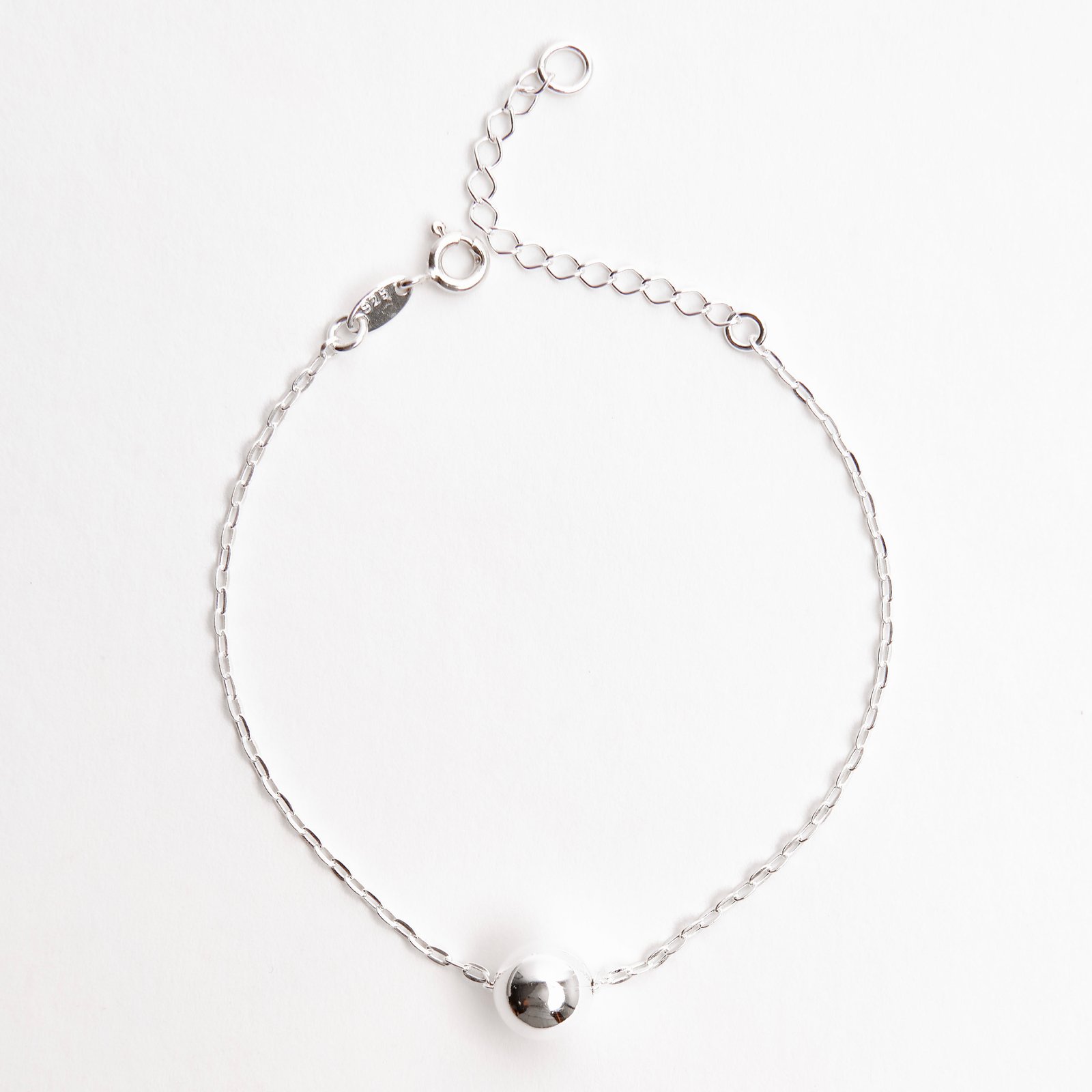 Pulseira entremeio bola 8mm corrente cadeado 16+4cm