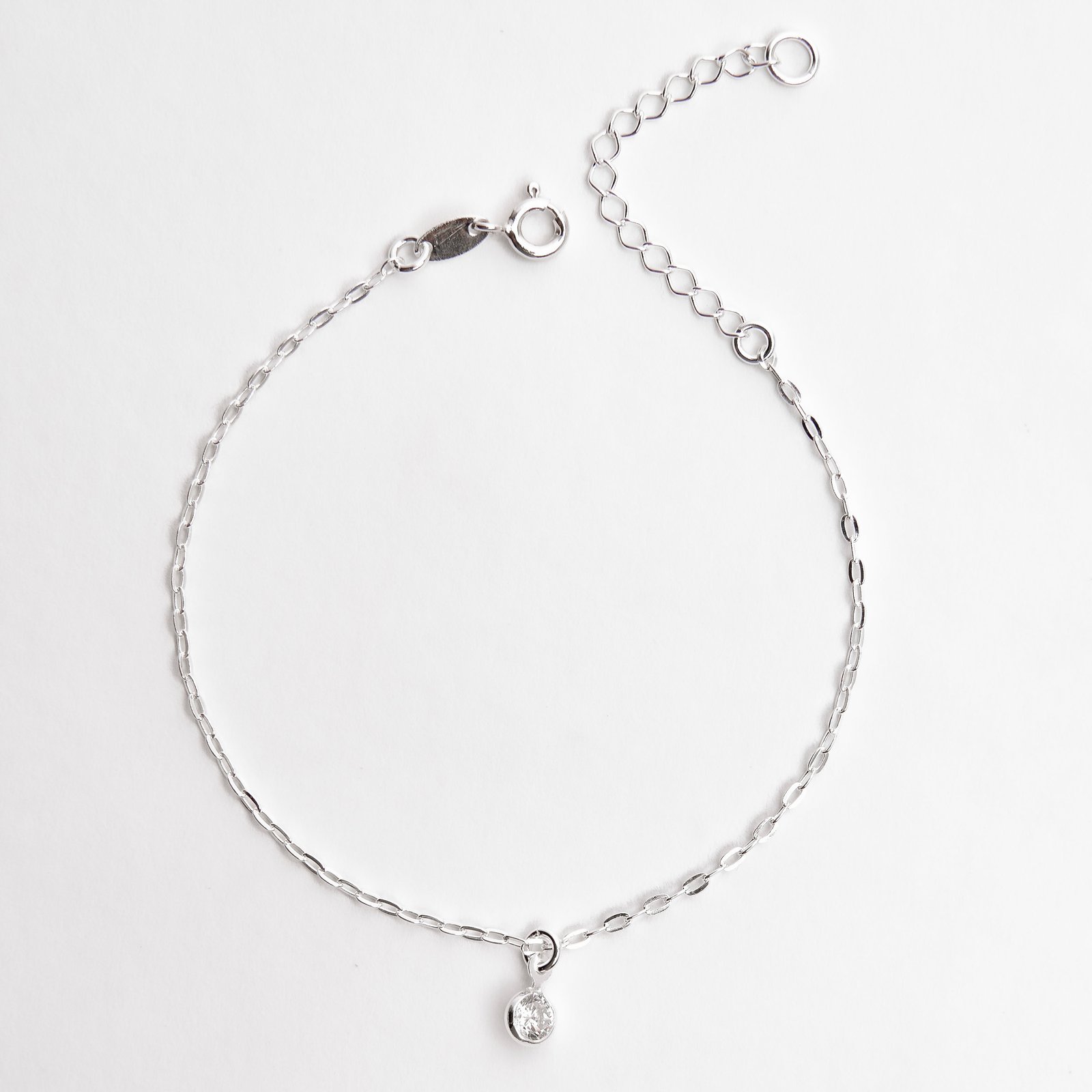 Imagem Pulseira pingente zircônia 4mm corrente cadeado 16+4cm