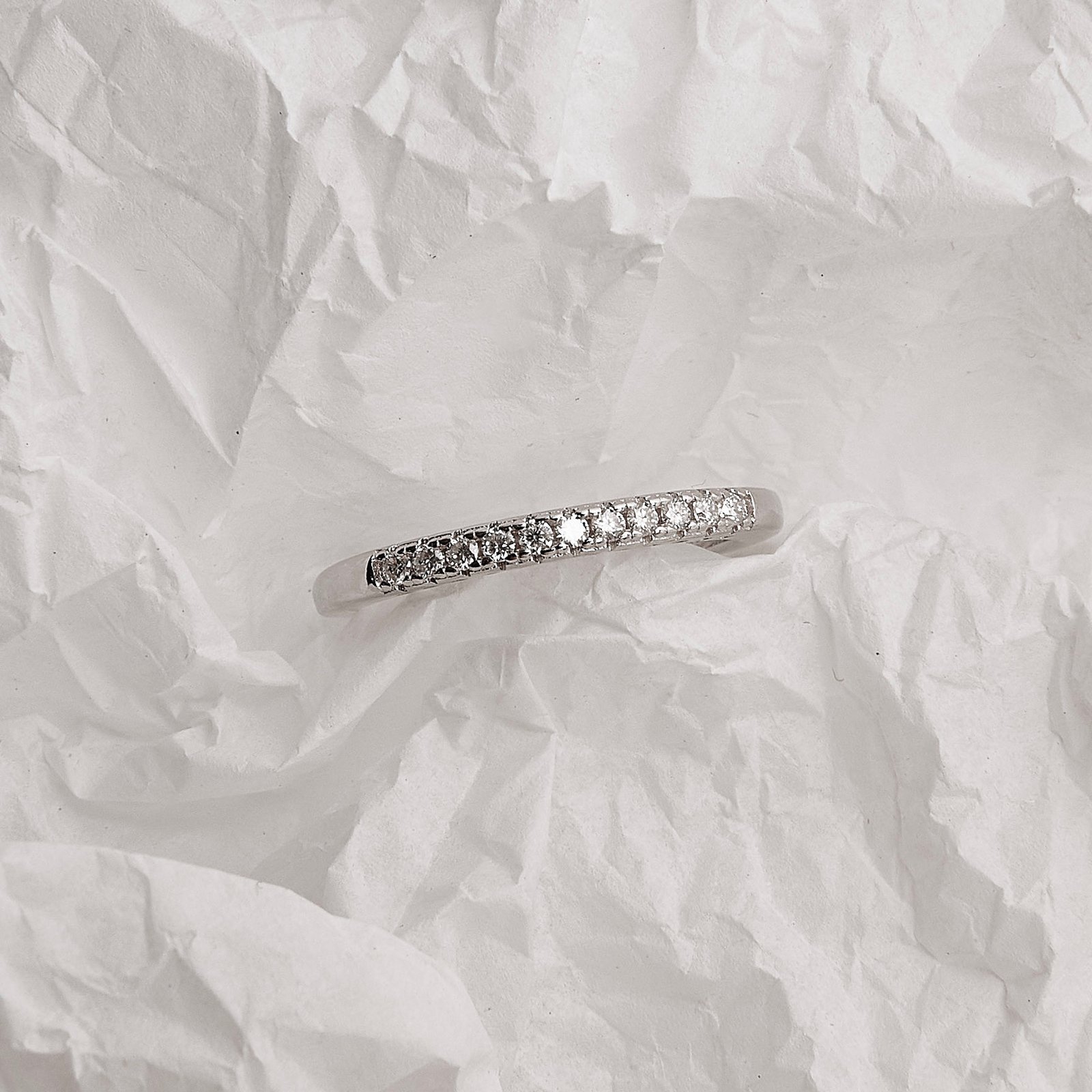 Imagem Secundária Anel meia aliança moissanite 1.5mm ródio
