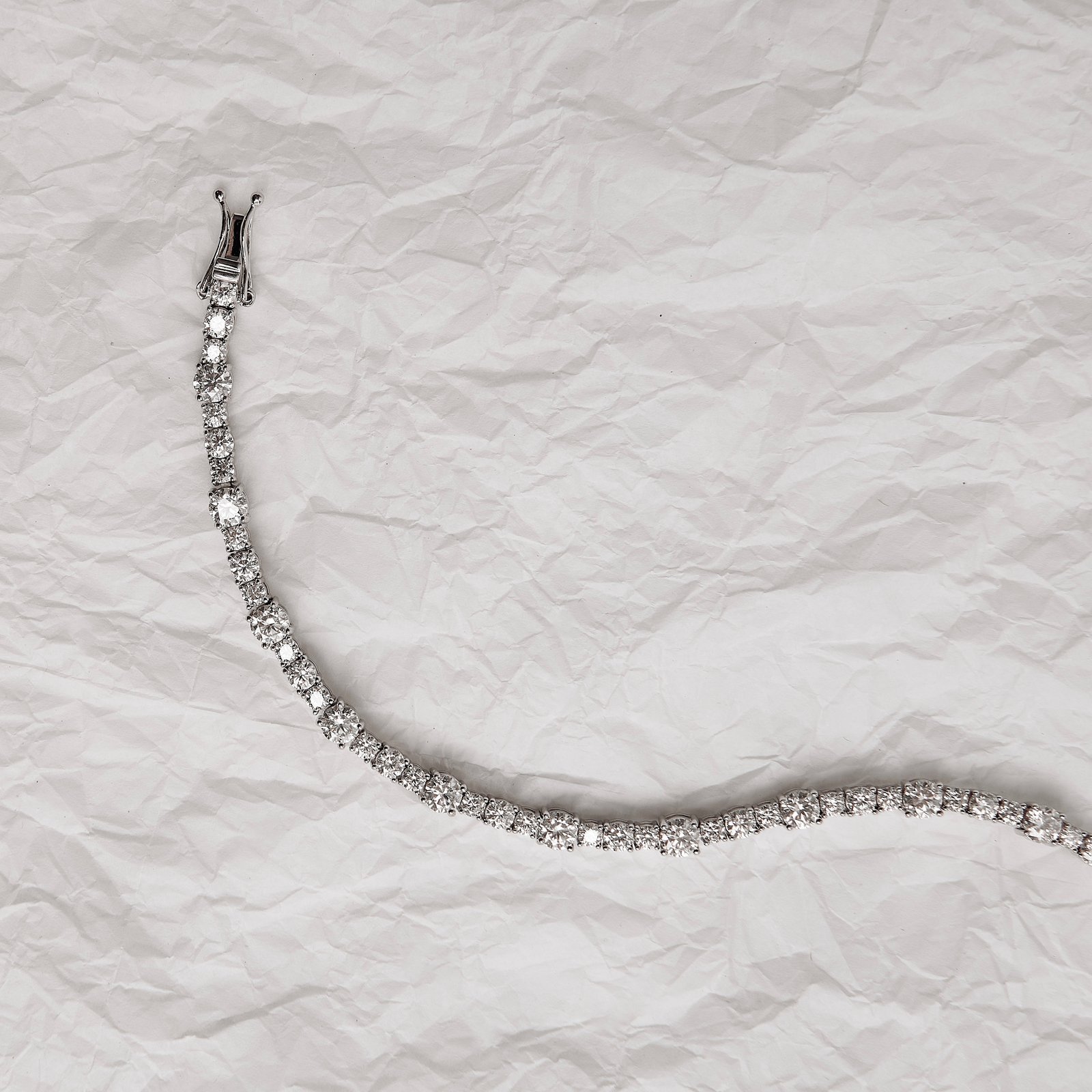 Pulseira Riviera moissanite 2.5, 3 e 4mm 18cm fecho gaveta ródio