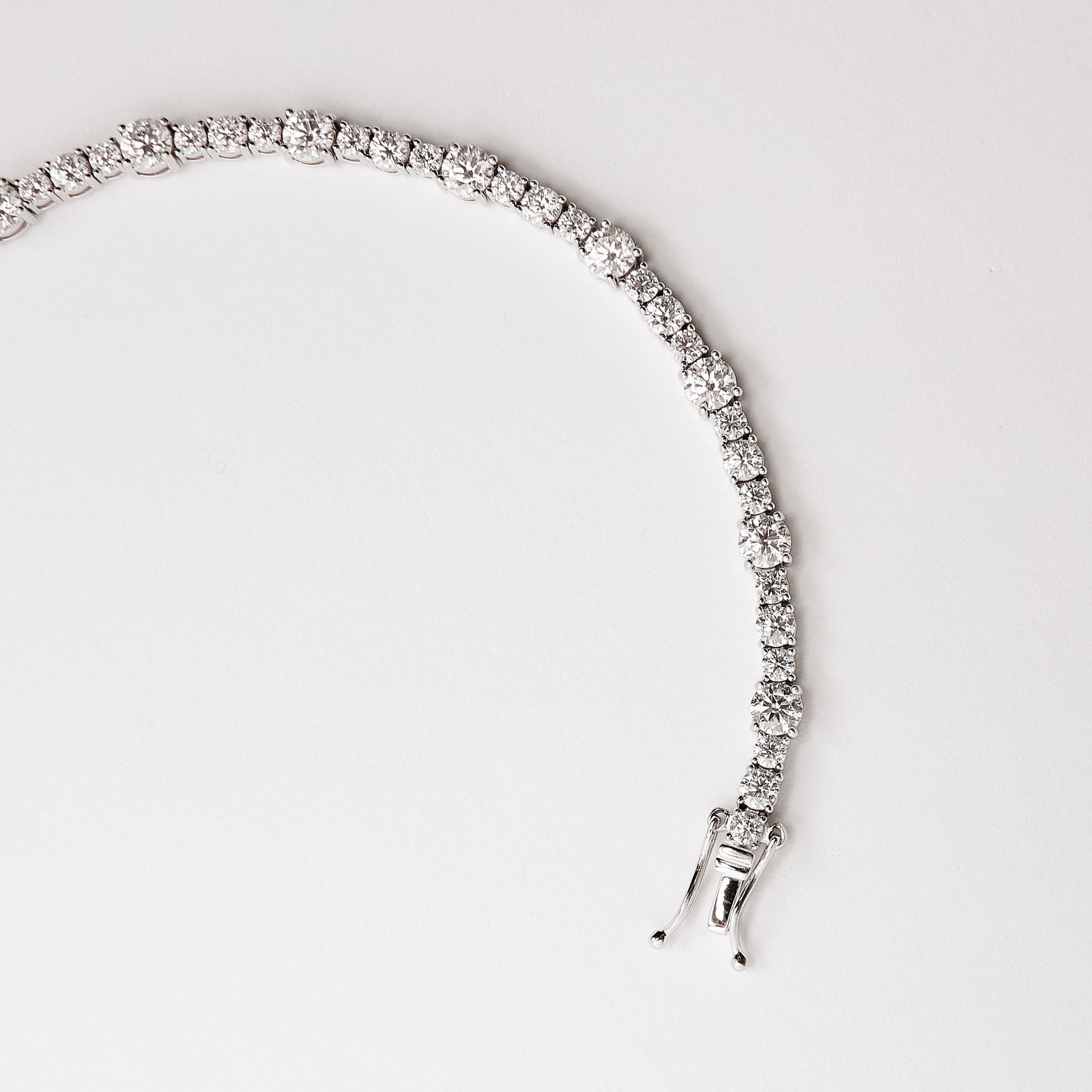 Pulseira Riviera moissanite 2.5, 3 e 4mm 18cm fecho gaveta ródio