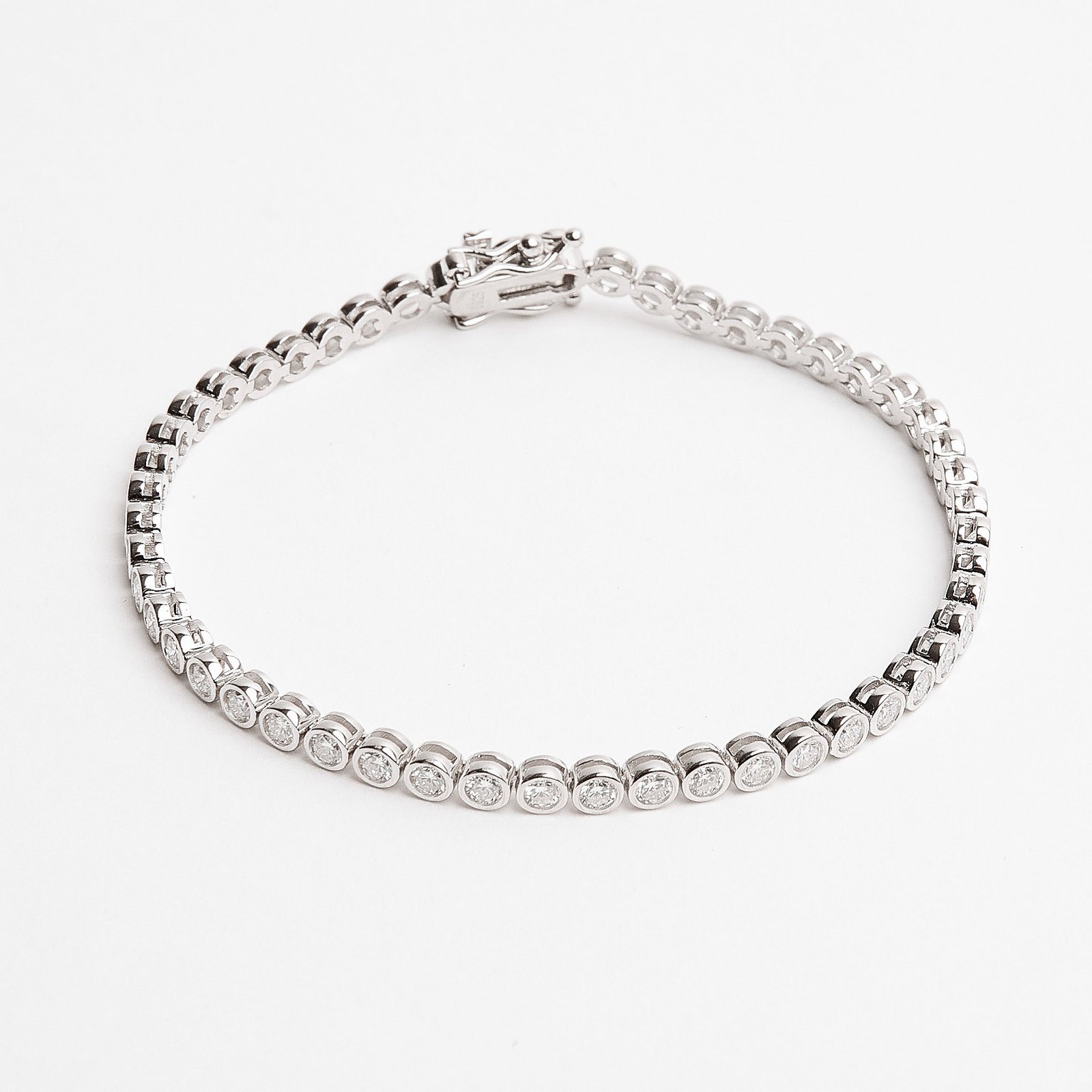 Imagem Pulseira Riviera moissanite 2.5mm 18cm fecho gaveta ródio