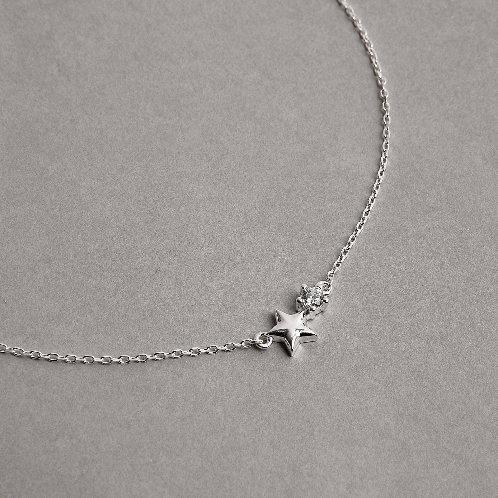 Pulseira entremeio estrela e zircônia redonda 16+4cm