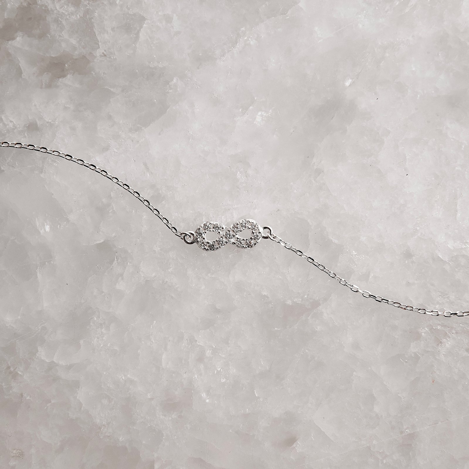 Pulseira entremeio infinito cravejado 11mm 16+4cm