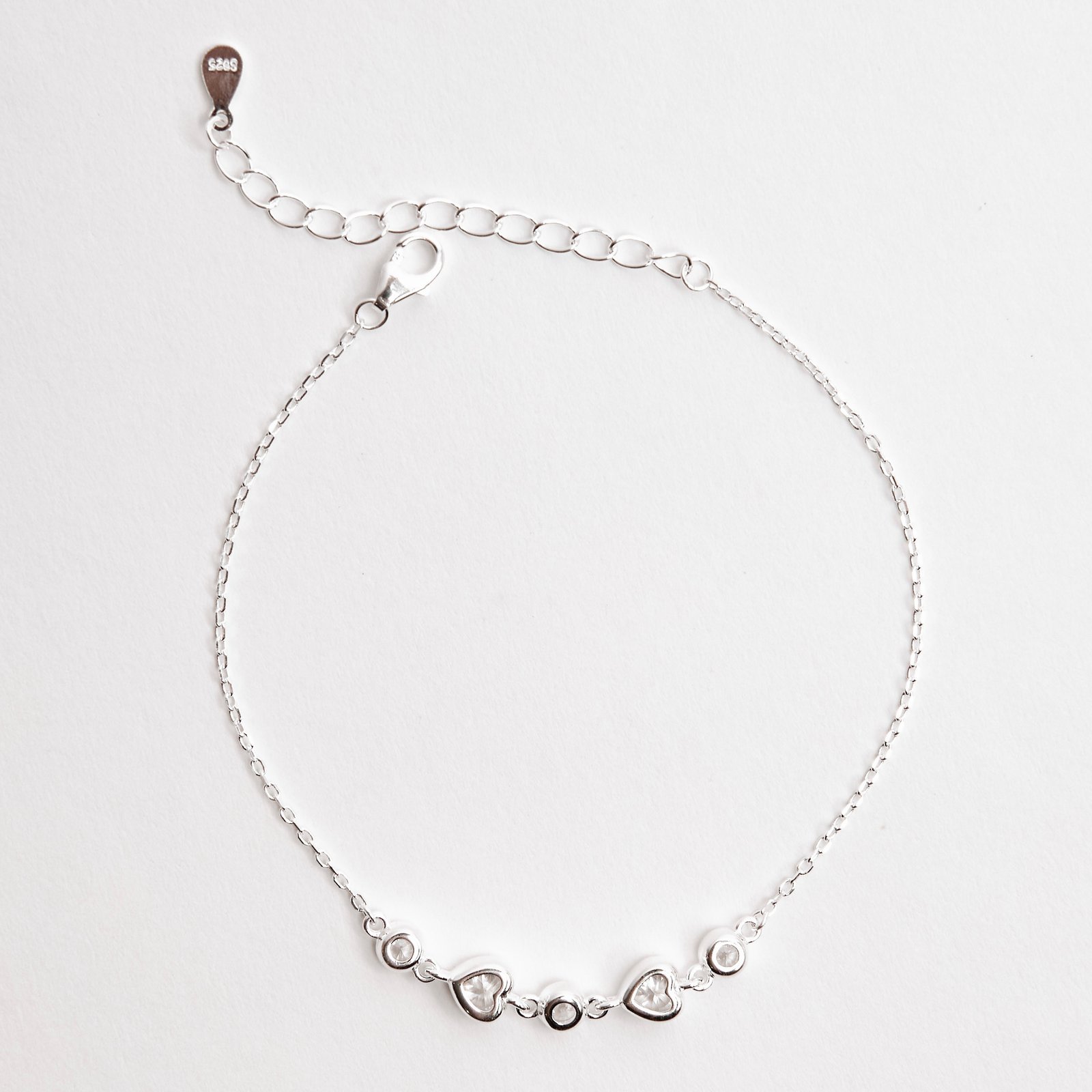 Imagem Pulseira entremeio coração e zircônia redonda 16+4cm
