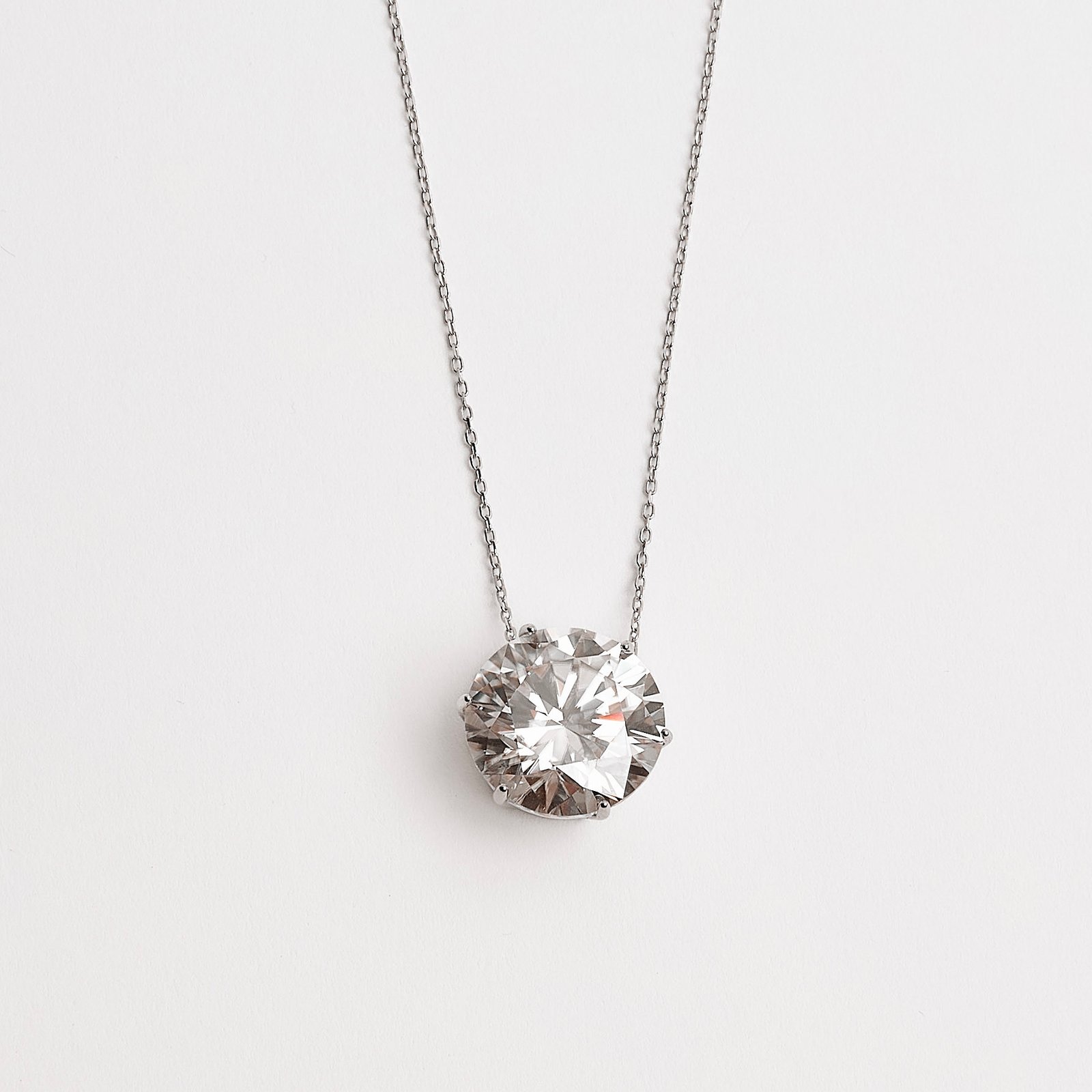 Imagem Colar entremeio moissanite 15mm caixa alta corrente cadeado 40+5cm ródio