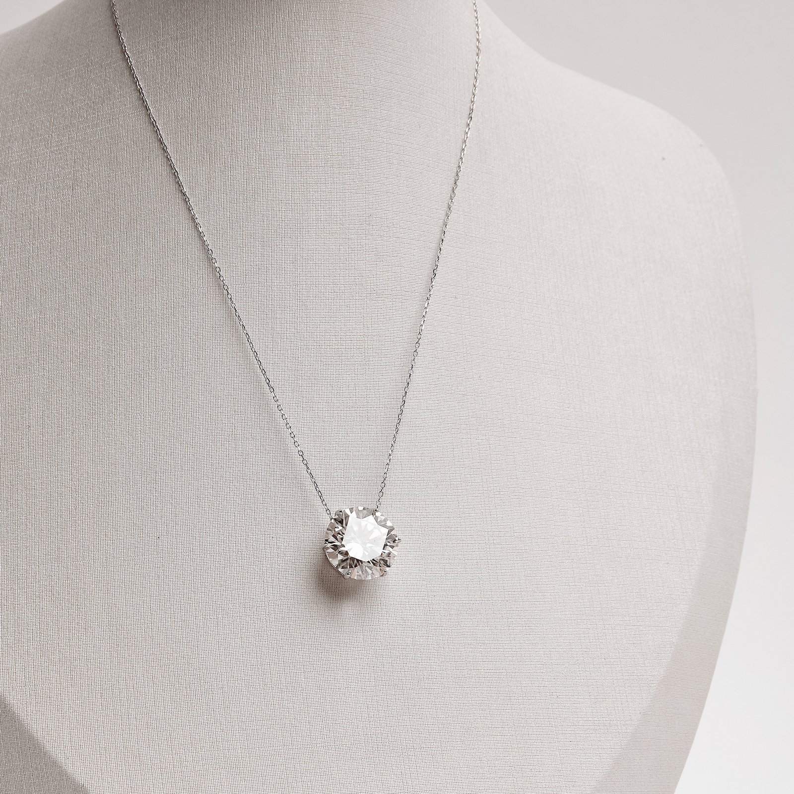 Colar entremeio moissanite 15mm caixa alta corrente cadeado 40+5cm ródio