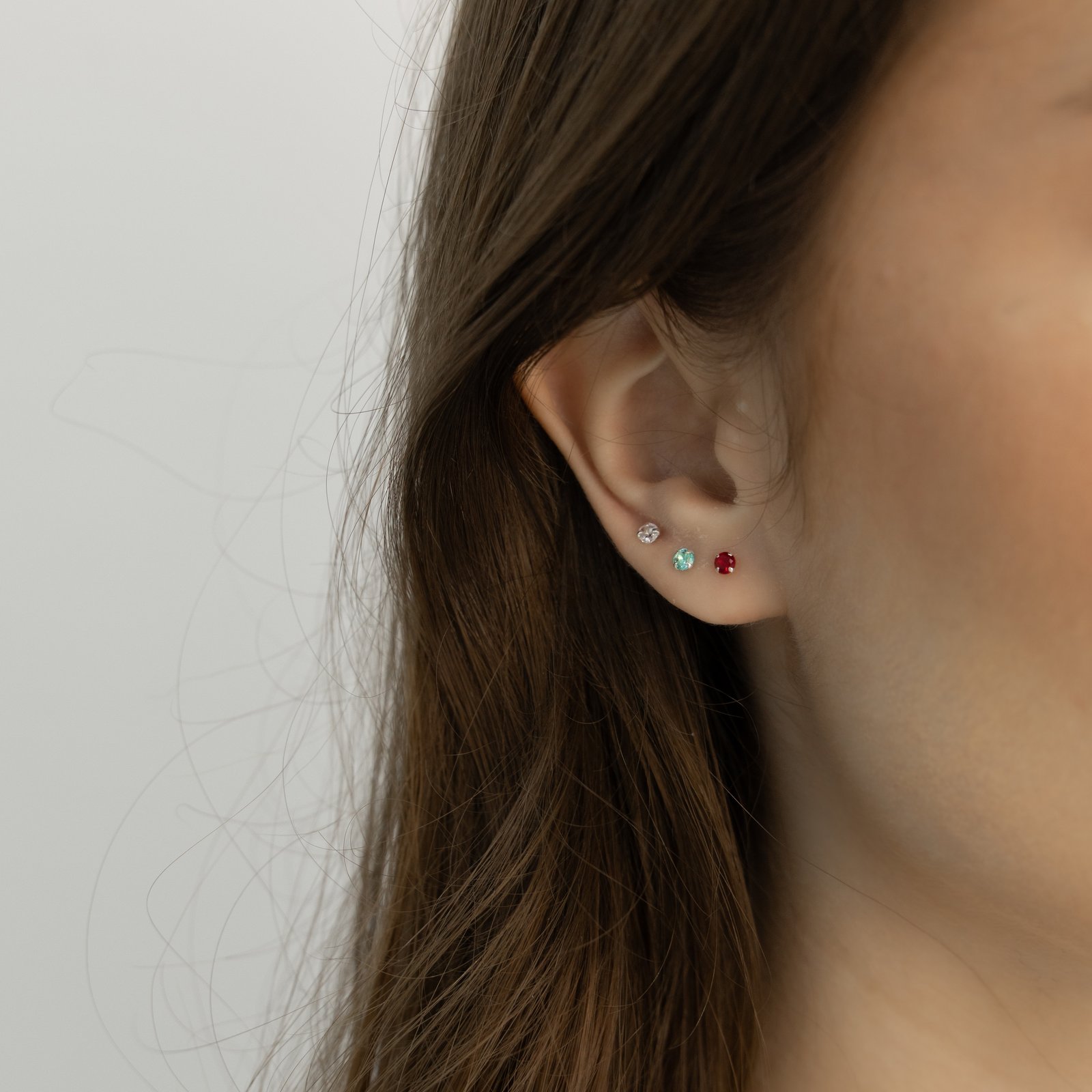 Trio zircônias 3mm cristal, turmalina e rubi