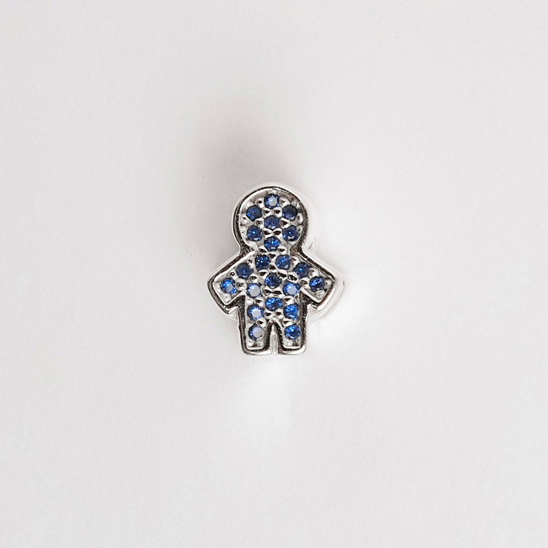 Berloque separador menino cravejado azul 10mm
