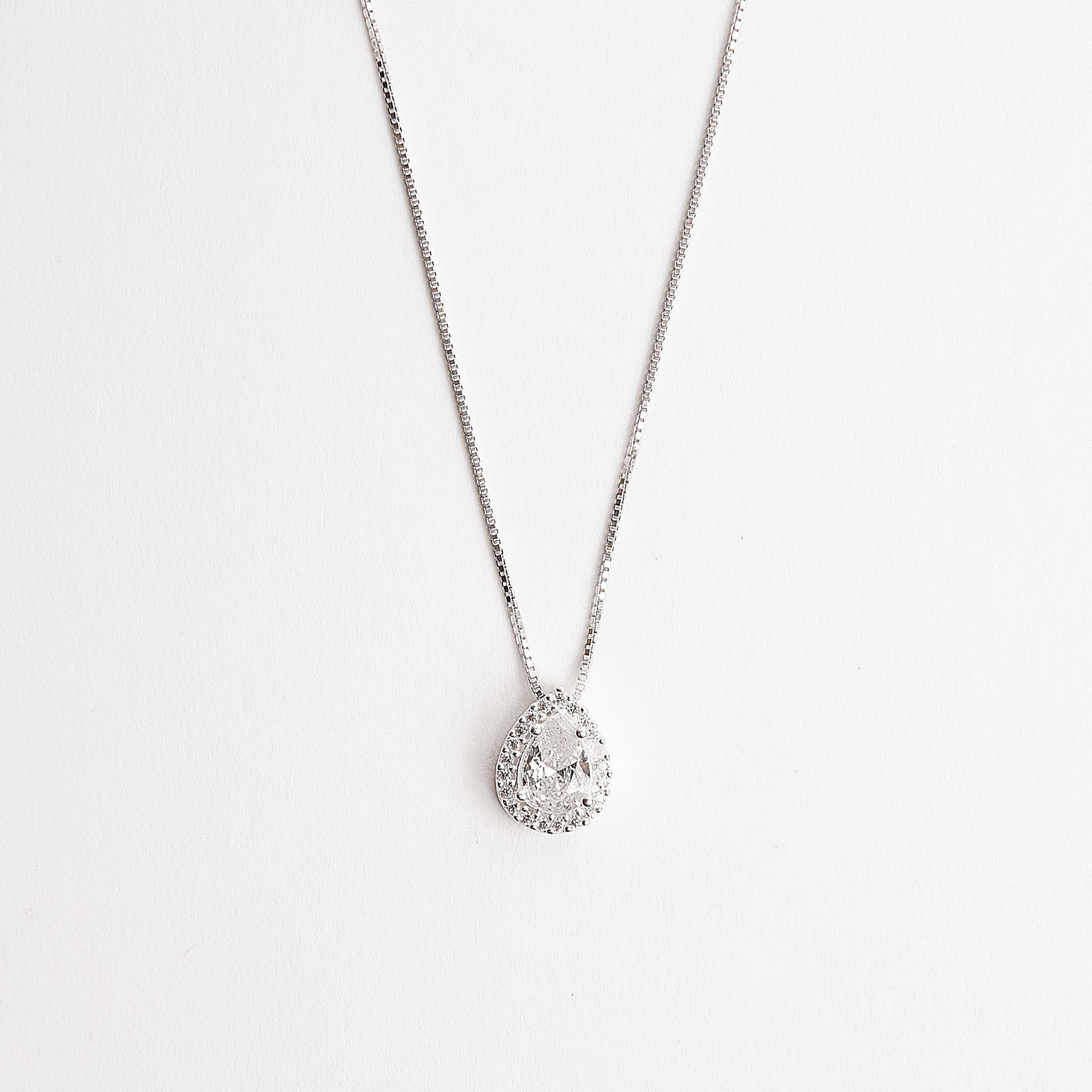 Colar zircônia gota com cravejado 11mm 45cm