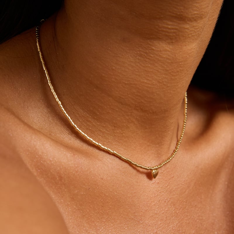Choker canutilhos pingente coração 6mm com alongadora