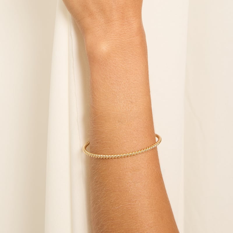 Bracelete fio torcido com bolas 3.5 regulável