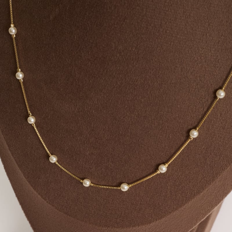 Colar entremeio pérolas 4mm 40cm com alongadora
