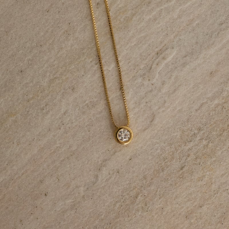 Colar zircônia redonda embutida 7mm 40cm com alongadora