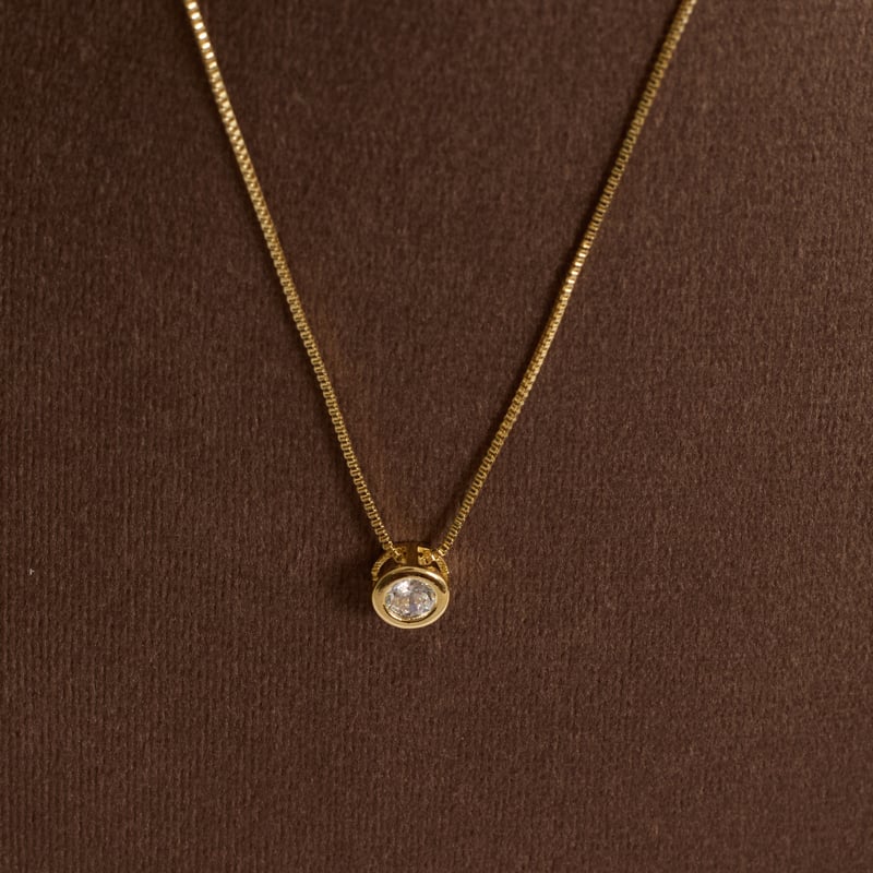 Colar zircônia redonda embutida 7mm 40cm com alongadora