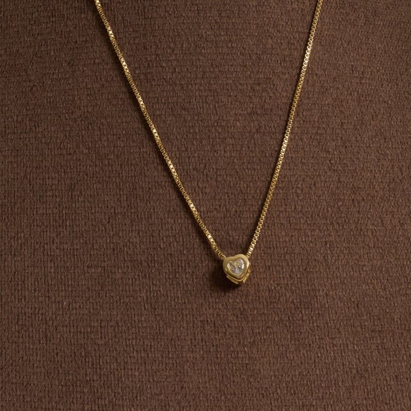 Colar zircônia coração embutida 7mm 40cm com alongadora