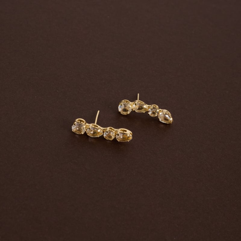Brinco zircônias redonda e gota 22mm tarraxa asa