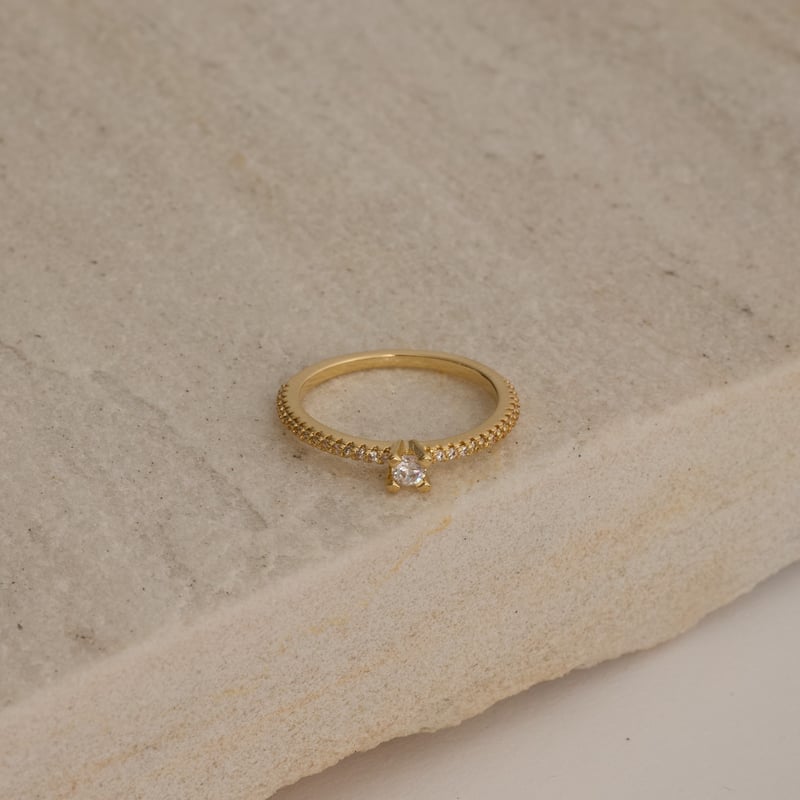 Anel meia aliança com solitário 3mm