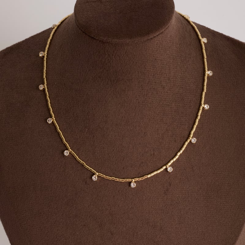 Choker canutilhos pingentes zircônias 3mm com alongadora