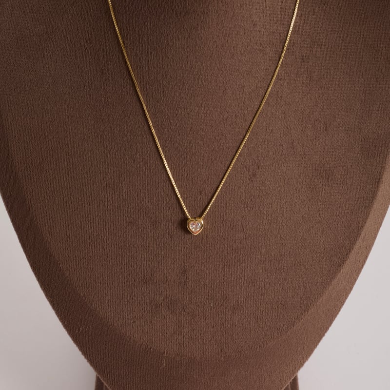 Colar zircônia coração embutida 6mm 40cm com alongadora