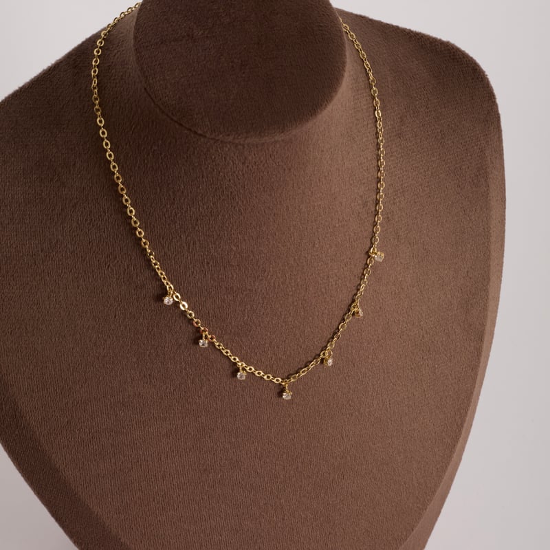 Choker pingentes zircônias 2mm corrente cadeado com alongadora