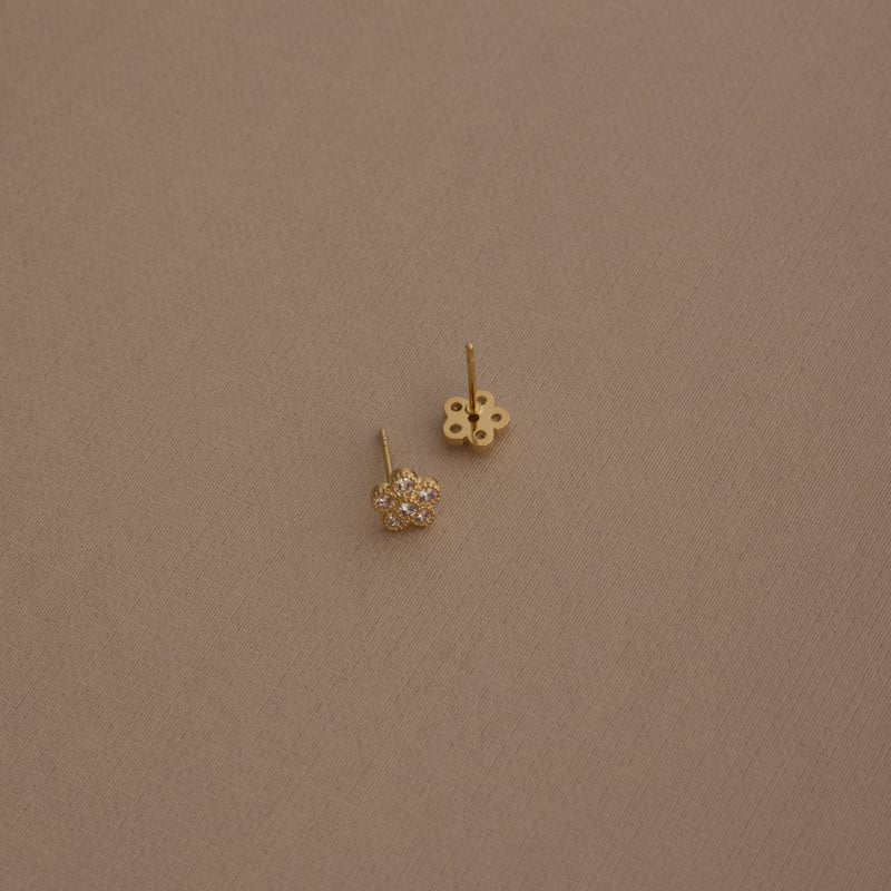 Brinco flor cravejada 7mm