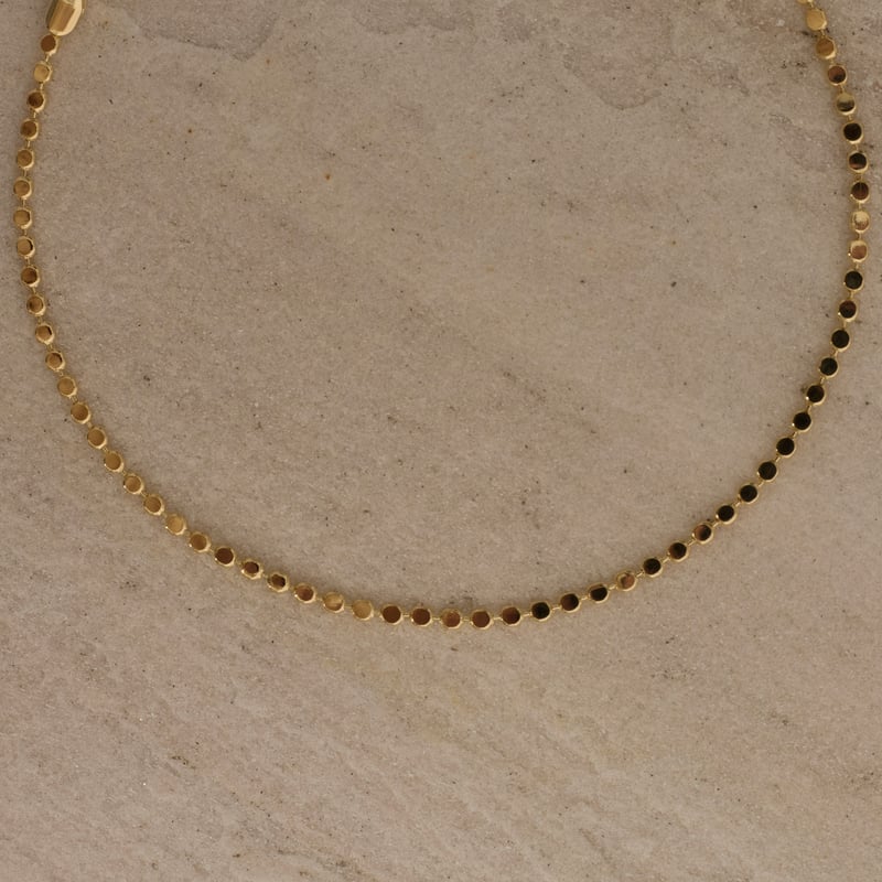Pulseira corrente bolas achatadas 2mm 19cm com alongadora