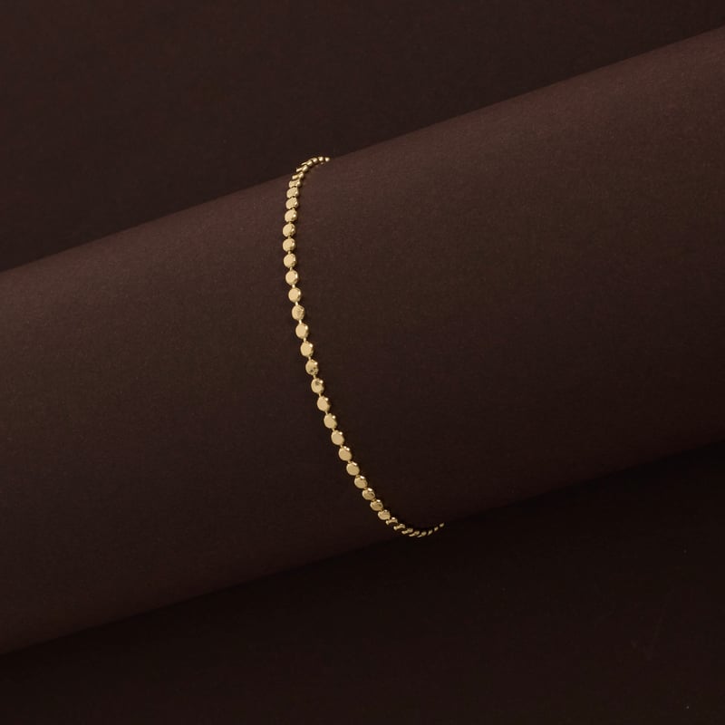 Pulseira corrente bolas achatadas 2mm 19cm com alongadora