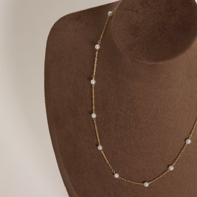 Corrente cartier com pérolas 3.8mm 40cm com alongadora