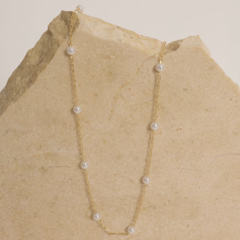 Corrente cartier com pérolas 3.8mm 40cm com alongadora