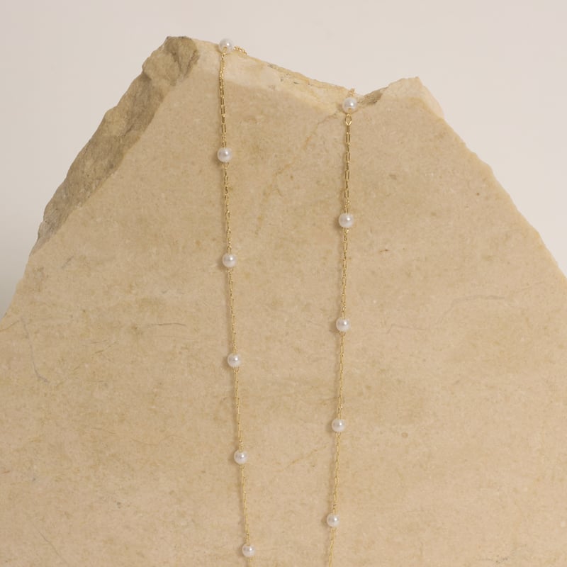 Corrente cartier com pérolas 3.8mm 60cm com alongadora