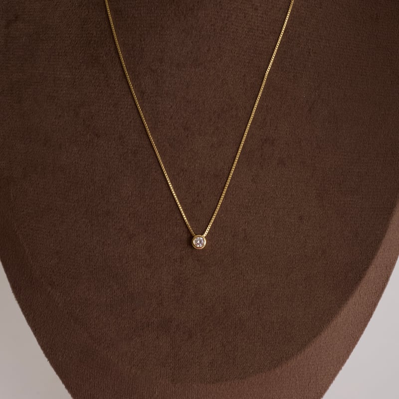 Colar zircônia redonda embutida 5mm 40cm com alongadora