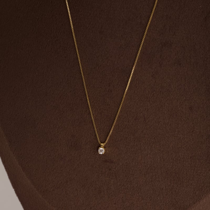 Colar pingente zircônia 3mm 40cm com alongadora