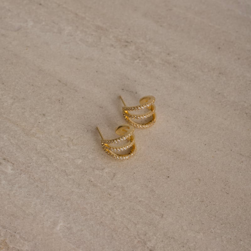 Argola 3 fios cravejados 14mm tarraxa