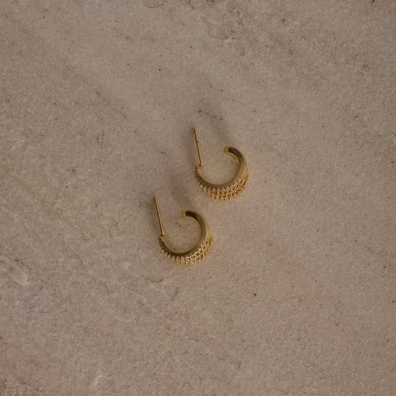Argola 3 fios cravejados 14mm tarraxa