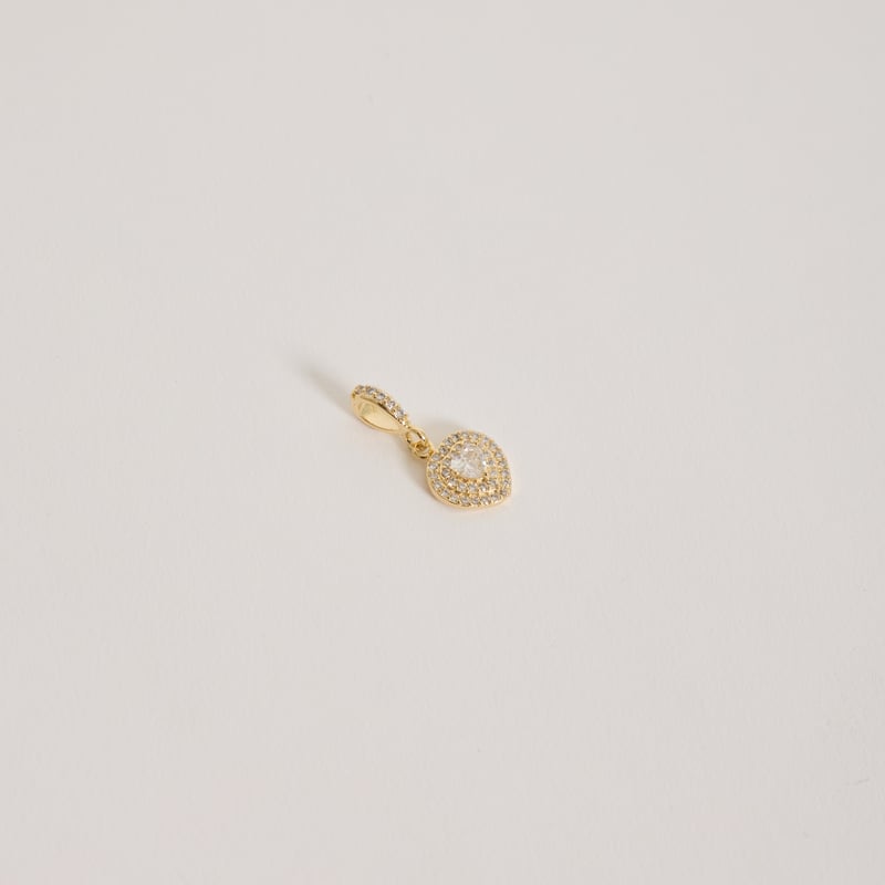 Pingente zircônia coração com duplo cravejado 10mm