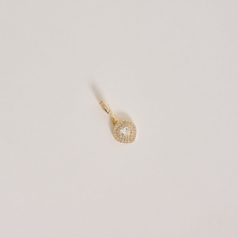 Pingente zircônia coração com duplo cravejado 10mm