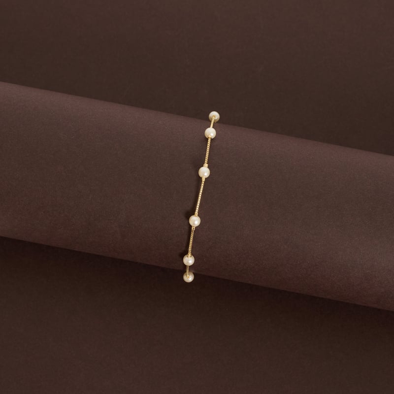 Pulseira entremeio pérolas 4mm 16cm com alongadora