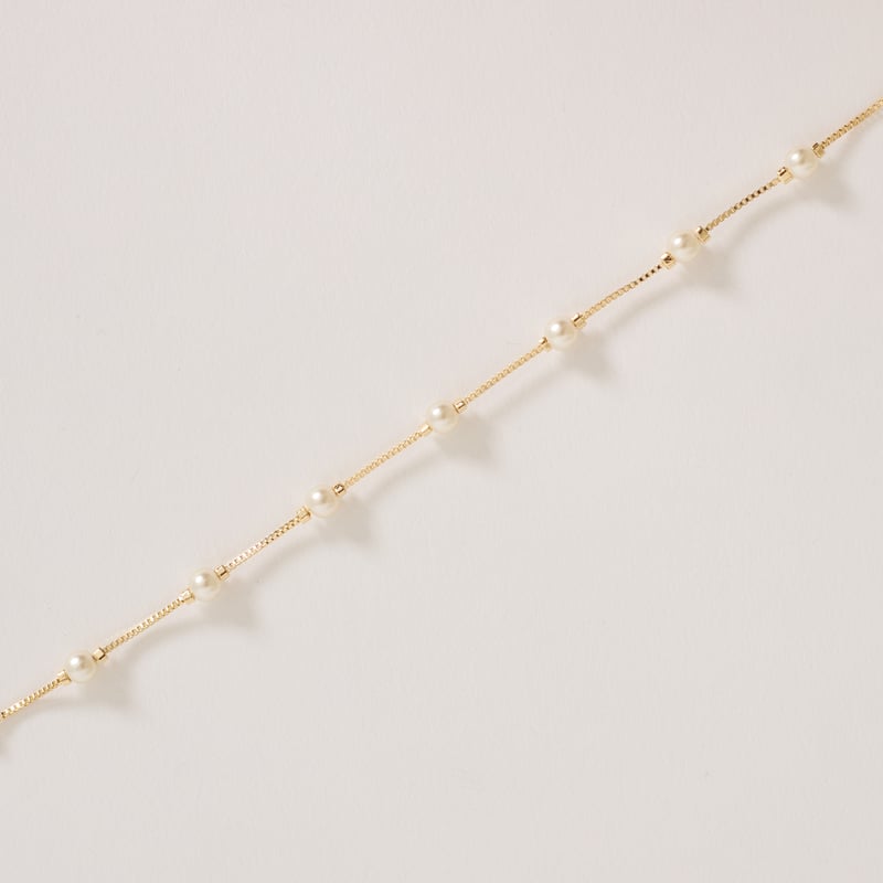 Pulseira entremeio pérolas 4mm 16cm com alongadora