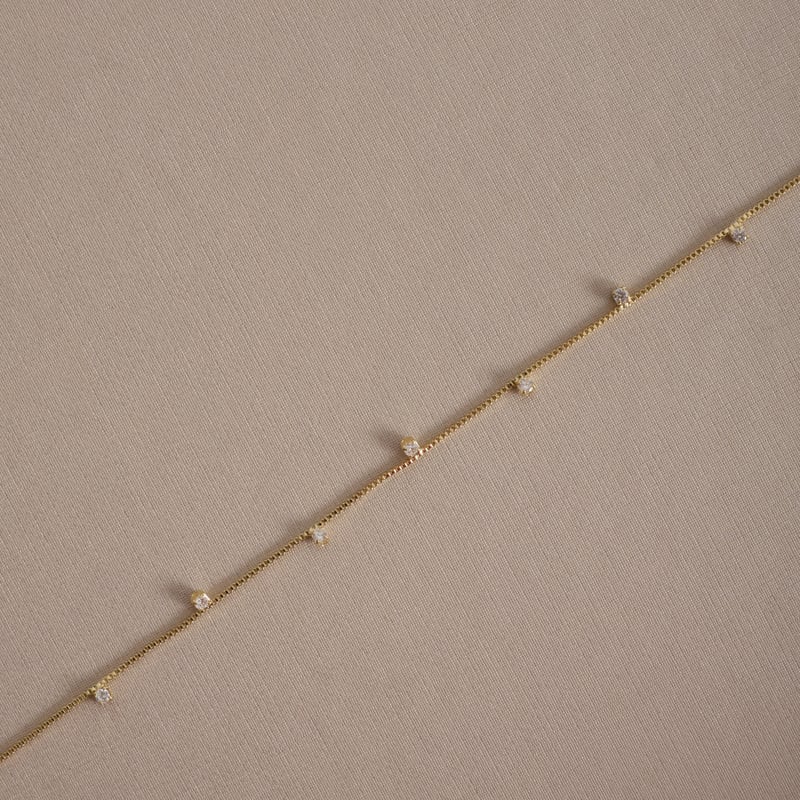 Pulseira pingentes zircônias 2mm 17cm com alongadora