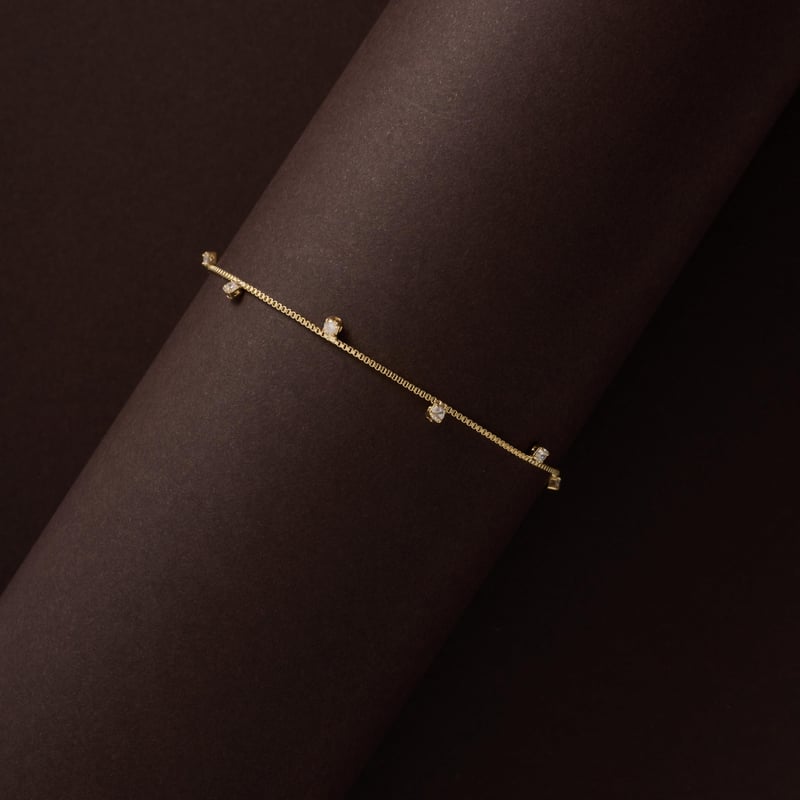 Pulseira pingentes zircônias 2mm 17cm com alongadora