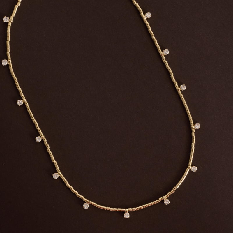 Choker canutilhos pingentes zircônias 3mm com alongadora