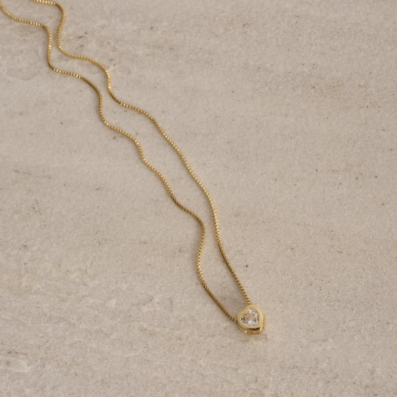 Colar zircônia coração embutida 6mm 40cm com alongadora