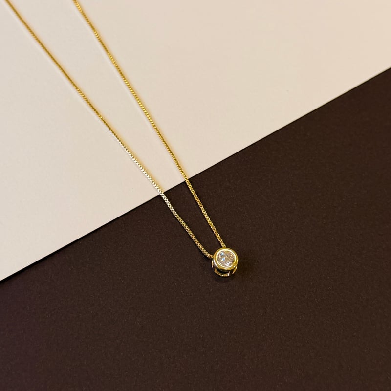 Colar zircônia redonda embutida 8mm 45cm com alongadora