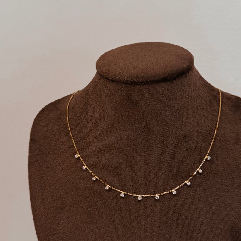 Choker pingentes zircônias 2mm 37cm com alongadora