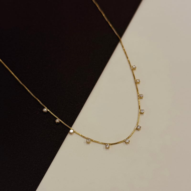 Choker pingentes zircônias 2mm 37cm com alongadora