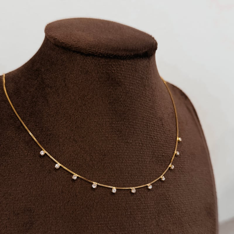 Choker pingentes zircônias 2mm 37cm com alongadora