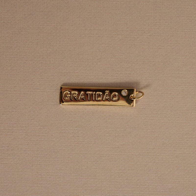 Pingente placa gratidão 29mm detalhe zircônia 